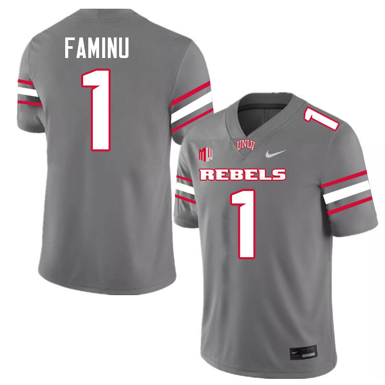 James Faminu UNLV Jersey,UNLV Rebels Football Uniforms,Jerseys,Gears-Grey